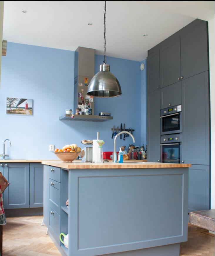 蓝色厨房艺术漆装修效果